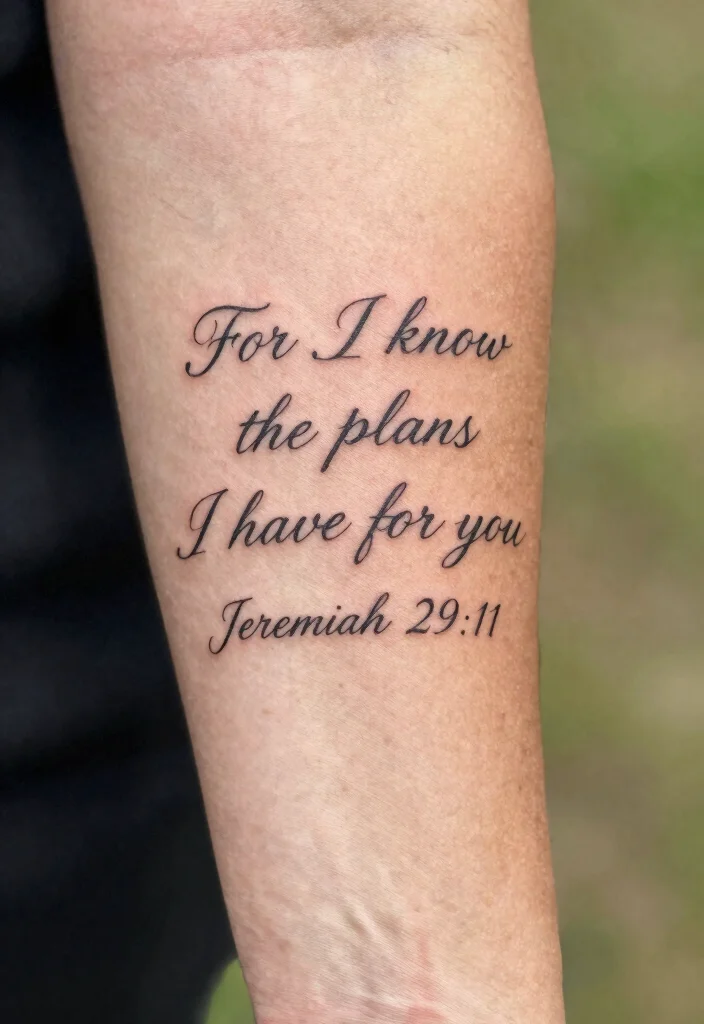 12 Bible Verse Forearm Tattoo Ideas Clean And Inspirational 1. Jeremiah 2911 Plans to Prosper You 0