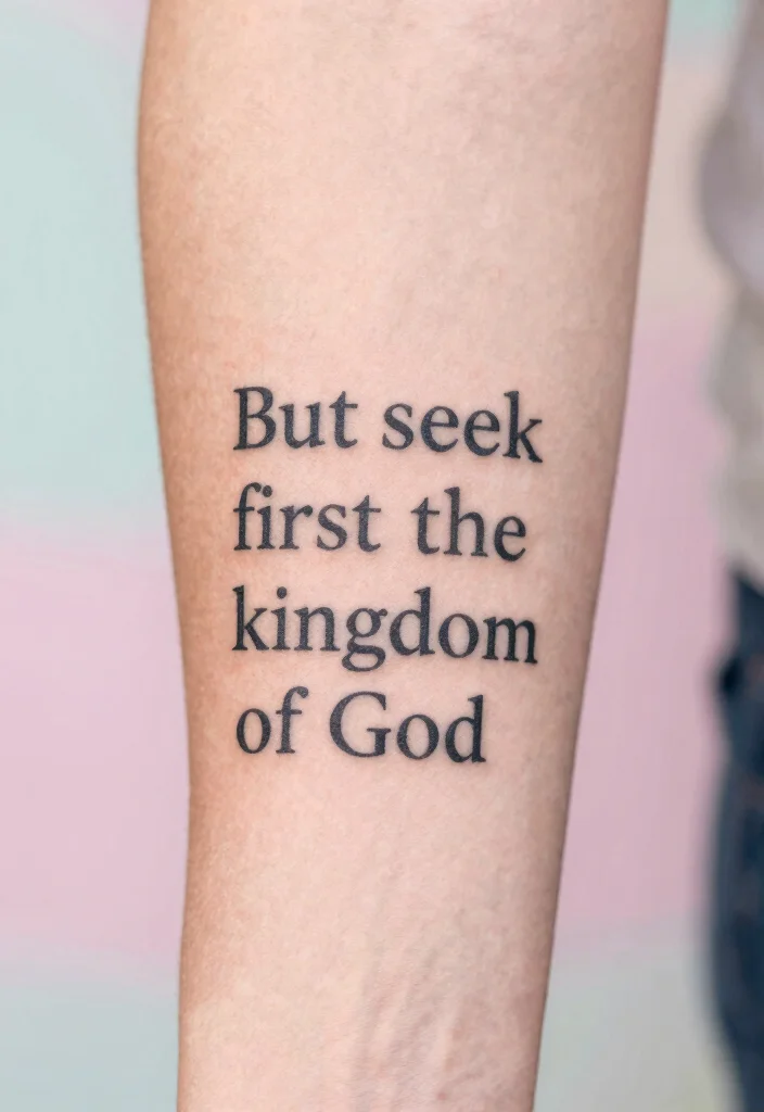 12 Bible Verse Forearm Tattoo Ideas Clean And Inspirational 11. Matthew 633 Seek First the Kingdom 0