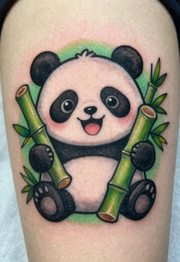 12 Cartoon Style Flash Tattoo Ideas: Fun and Playful 67 12 Cartoon Style Flash Tattoo Ideas Fun and Playful 7. Playful Panda Bear 0