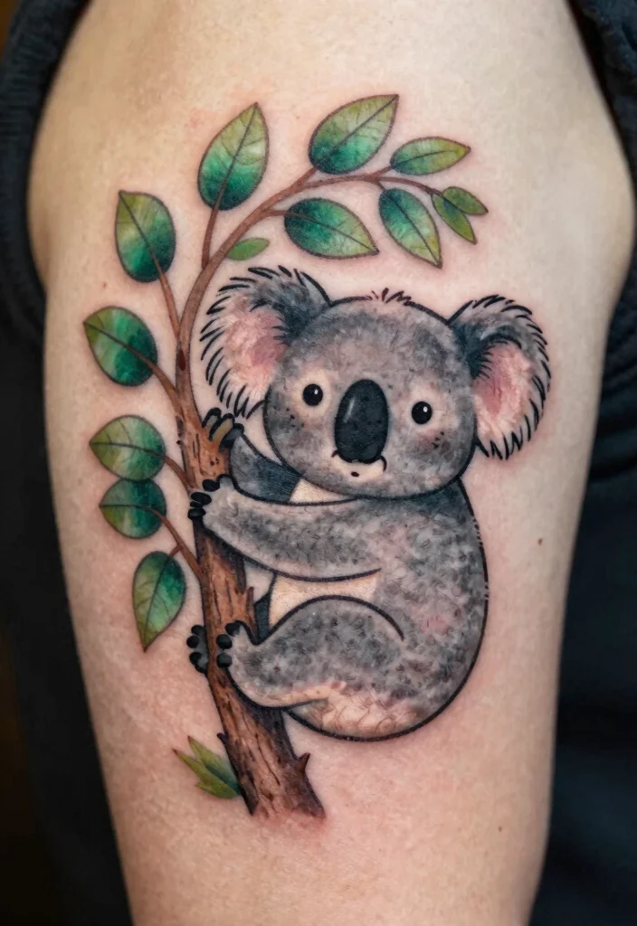 12 Cartoon Style Flash Tattoo Ideas: Fun and Playful 76 12 Cartoon Style Flash Tattoo Ideas Fun and Playful 8. Quirky Koala 0