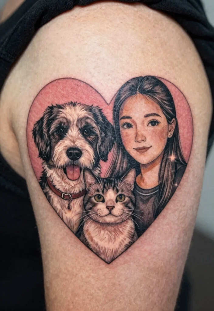 12 Dog and Cat Tattoo Ideas Together: Cute and Meaningful 125 12 Dog and Cat Tattoo Ideas Together Cute and Meaningful 12. Family Portrait 0