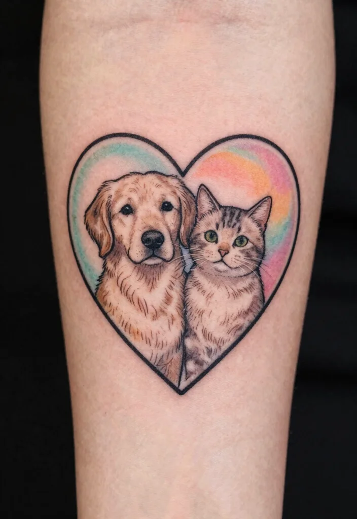 12 Dog and Cat Tattoo Ideas Together: Cute and Meaningful 23 12 Dog and Cat Tattoo Ideas Together Cute and Meaningful 3. Heartfelt Harmony 0