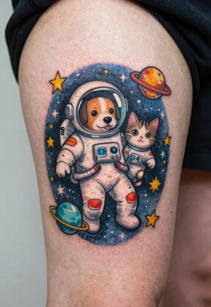 12 Dog and Cat Tattoo Ideas Together: Cute and Meaningful 80 12 Dog and Cat Tattoo Ideas Together Cute and Meaningful 8. The Whimsical Duo 0