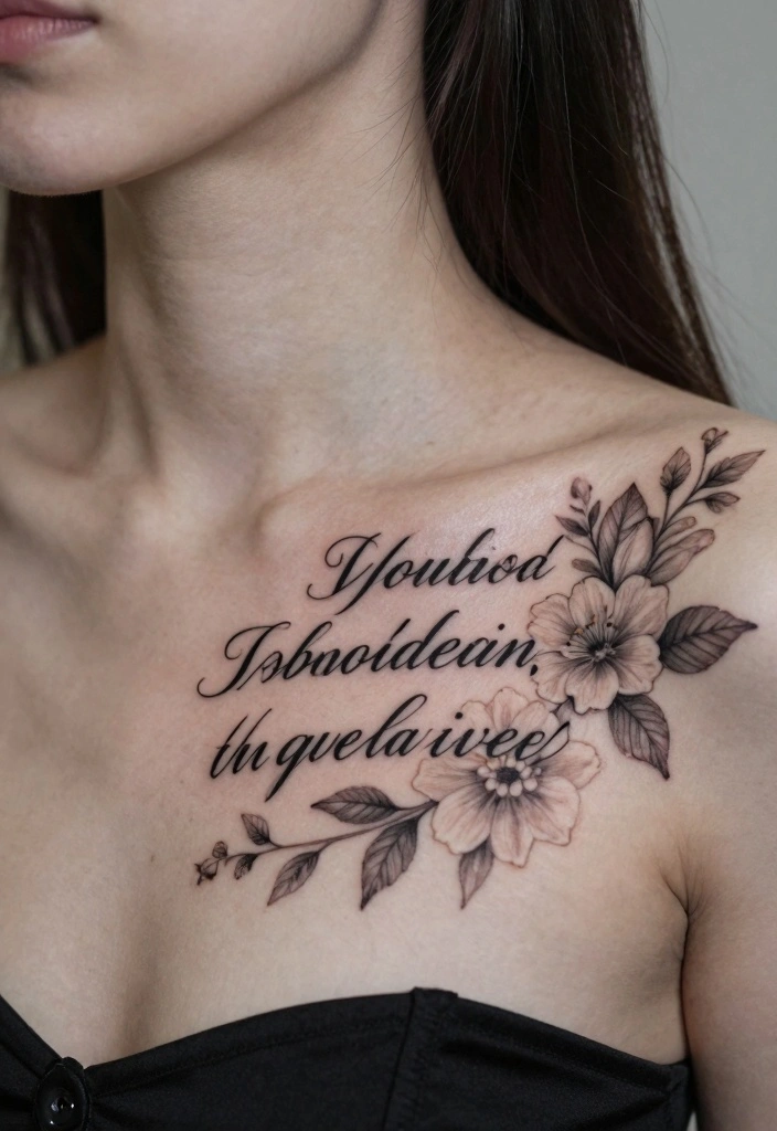 12 Female Baddie Chest Tattoo Ideas Bold And Confident 1. Empower Your Journey with Inspirational Quotes 0