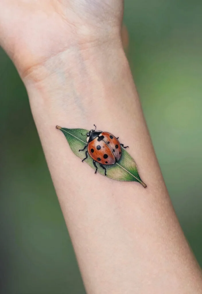 12 Fine Line Ladybug Tattoo Ideas: Soft And Delicate 1 12 Fine Line Ladybug Tattoo Ideas Soft And Delicate 1. Tiny Ladybug on a Leaf 0