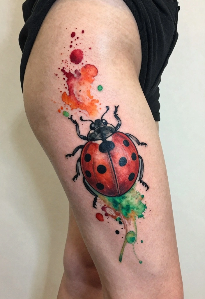 12 Fine Line Ladybug Tattoo Ideas: Soft And Delicate 100 12 Fine Line Ladybug Tattoo Ideas Soft And Delicate 10. Watercolor Ladybug 0