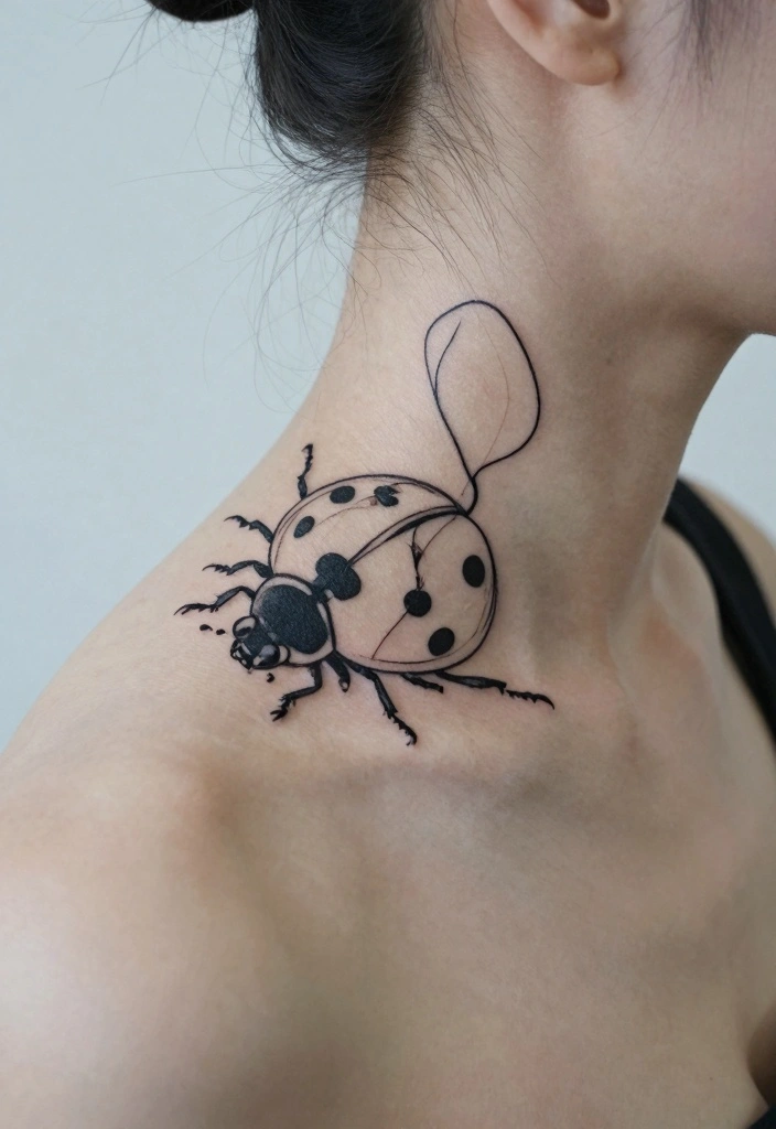 12 Fine Line Ladybug Tattoo Ideas: Soft And Delicate 12 12 Fine Line Ladybug Tattoo Ideas Soft And Delicate 2. Abstract Ladybug Outline 0