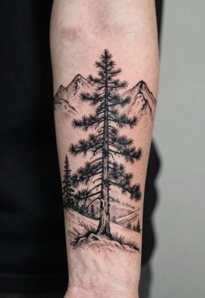 12 Fine Line Pine Tree Tattoo Ideas Minimal And Nature Inspired 100 12 Fine Line Pine Tree Tattoo Ideas Minimal And Nature Inspired 10. Pine Tree and Mountain Fusion 0