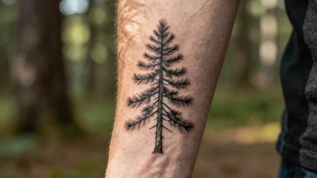12 Fine Line Pine Tree Tattoo Ideas Minimal And Nature Inspired