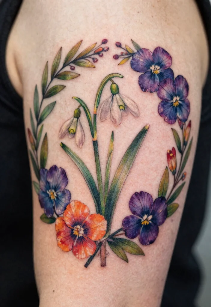 12 January and February Birth Flower Tattoo Ideas Symbolic 115 12 January and February Birth Flower Tattoo Ideas Symbolic 11. Floral Wreath Design 0