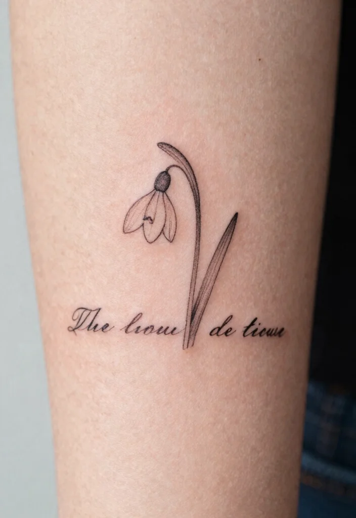 12 January and February Birth Flower Tattoo Ideas Symbolic 23 12 January and February Birth Flower Tattoo Ideas Symbolic 3. Minimalist Snowdrop with Quote 0
