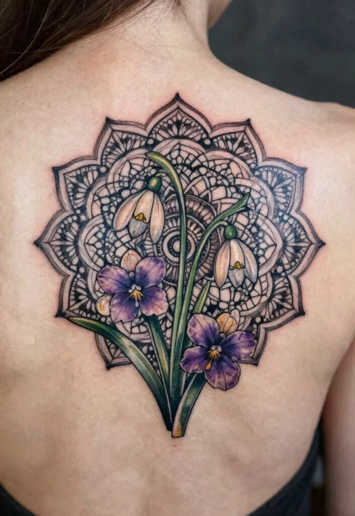 12 January and February Birth Flower Tattoo Ideas Symbolic 56 12 January and February Birth Flower Tattoo Ideas Symbolic 6. Floral Mandala Fusion 0