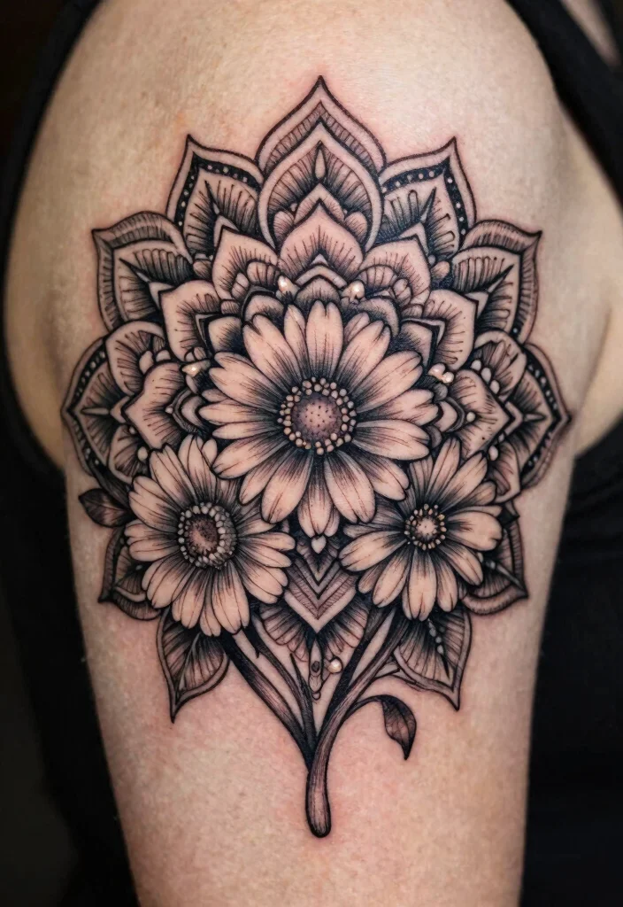 12 July and September Birth Flower Tattoo Ideas: Elegant Symbols 56 12 July and September Birth Flower Tattoo Ideas Elegant Symbols 6. Floral Mandalas 0