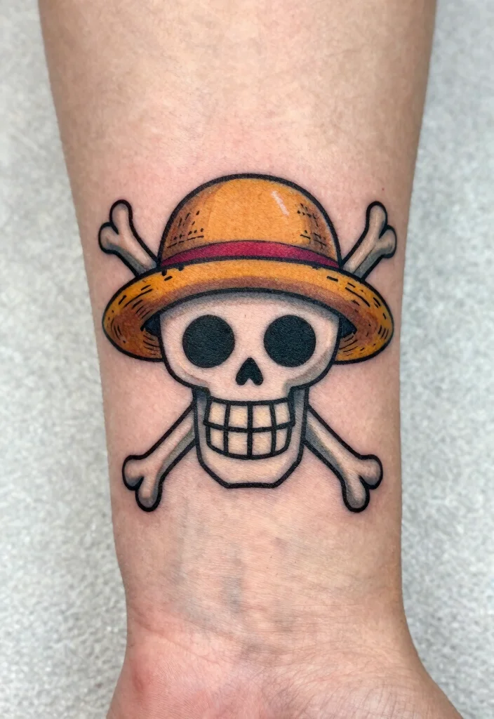 12 One Piece Flash Tattoo Ideas for Anime Fans 1 12 One Piece Flash Tattoo Ideas for Anime Fans 1. Straw Hat Jolly Roger 0