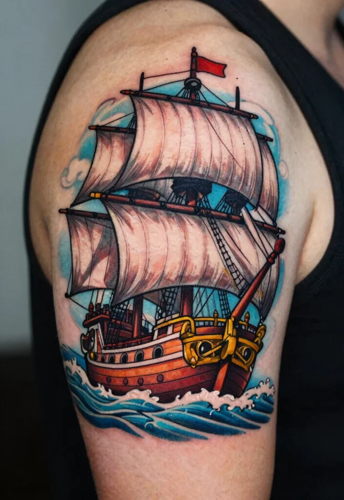 12 One Piece Flash Tattoo Ideas for Anime Fans 91 12 One Piece Flash Tattoo Ideas for Anime Fans 9. The Thousand Sunny 0