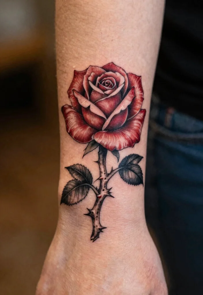 12 Rose Wrist Tattoo Ideas for Women: Elegant and Timeless 100 12 Rose Wrist Tattoo Ideas for Women Elegant and Timeless 10. Rose with Thorns 0