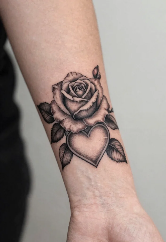 12 Rose Wrist Tattoo Ideas for Women: Elegant and Timeless 111 12 Rose Wrist Tattoo Ideas for Women Elegant and Timeless 11. Rose with Heart Elements 0