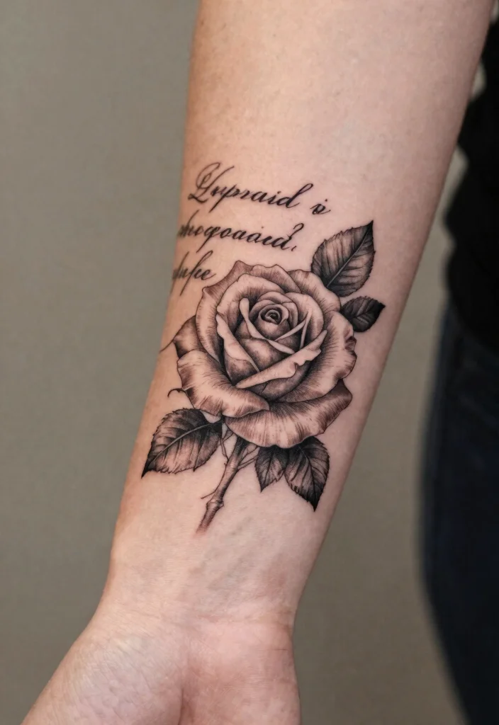 12 Rose Wrist Tattoo Ideas for Women: Elegant and Timeless 34 12 Rose Wrist Tattoo Ideas for Women Elegant and Timeless 4. Rose with a Quote 0