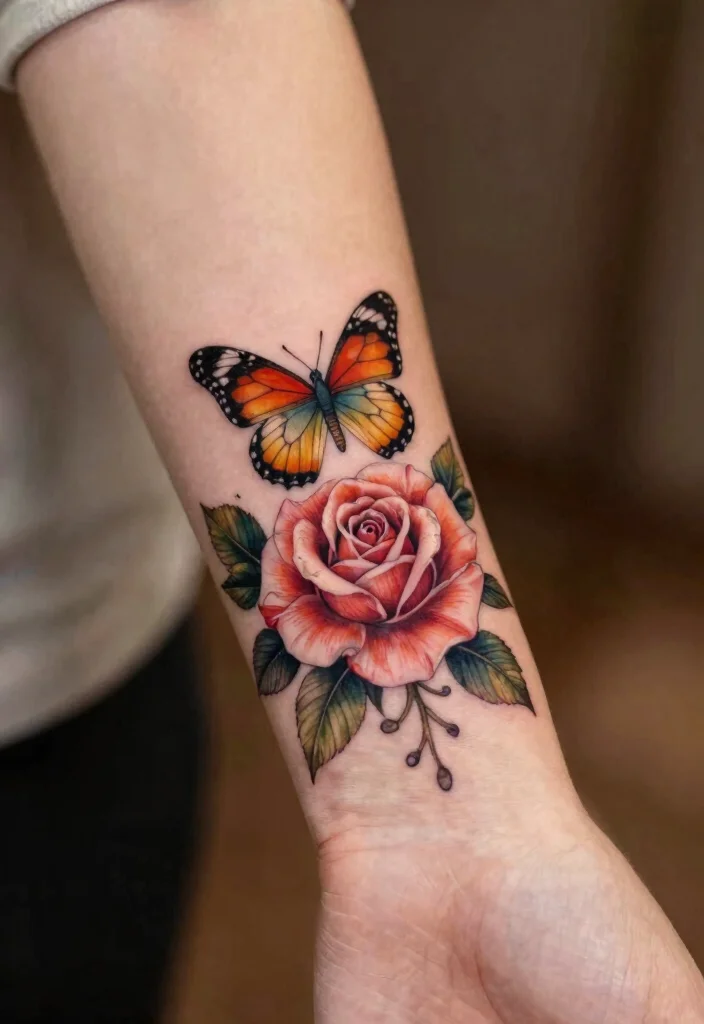 12 Rose Wrist Tattoo Ideas for Women: Elegant and Timeless 67 12 Rose Wrist Tattoo Ideas for Women Elegant and Timeless 7. Rose with a Butterfly 0