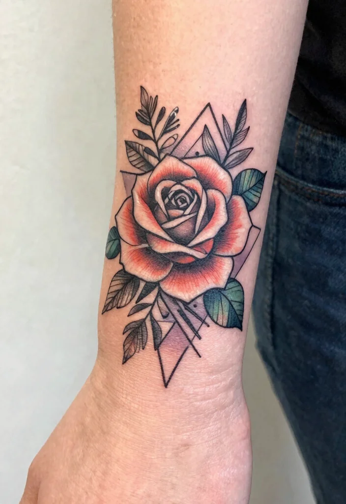 12 Rose Wrist Tattoo Ideas for Women: Elegant and Timeless 78 12 Rose Wrist Tattoo Ideas for Women Elegant and Timeless 8. Geometric Rose 0