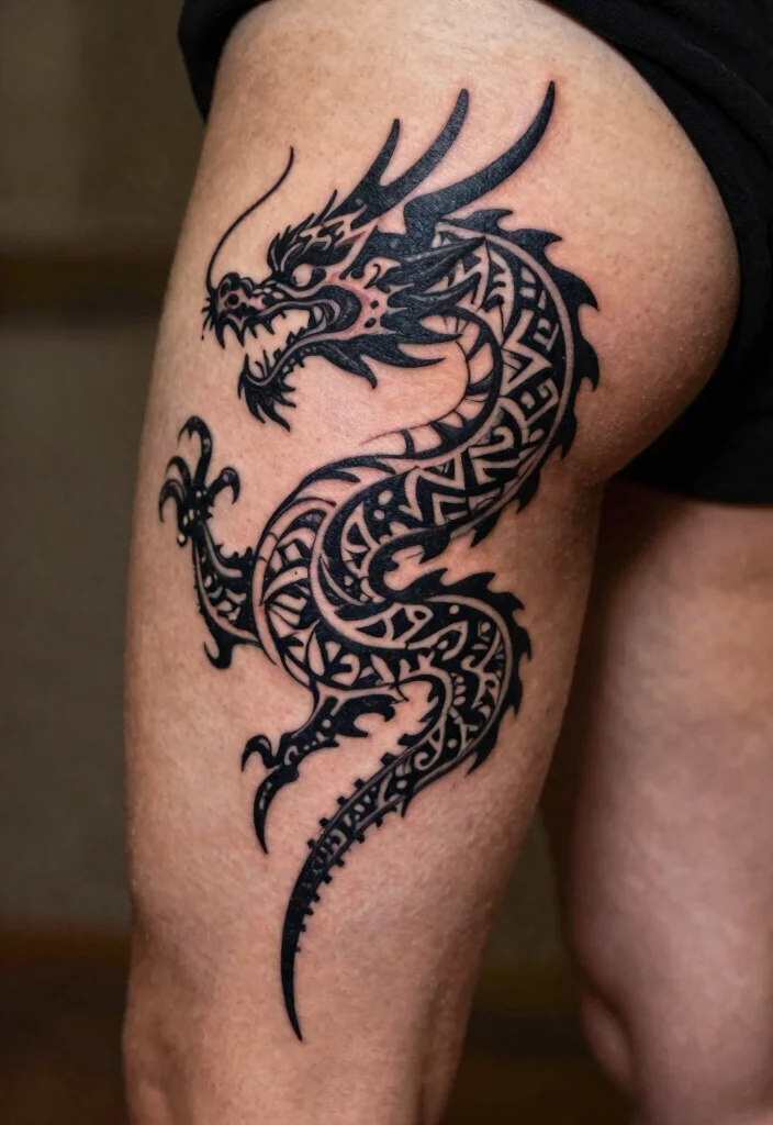 12 Small Dragon Tattoo Ideas for Women: Cute and Powerful 102 12 Small Dragon Tattoo Ideas for Women Cute and Powerful 10. Tribal Dragon Tattoo 0