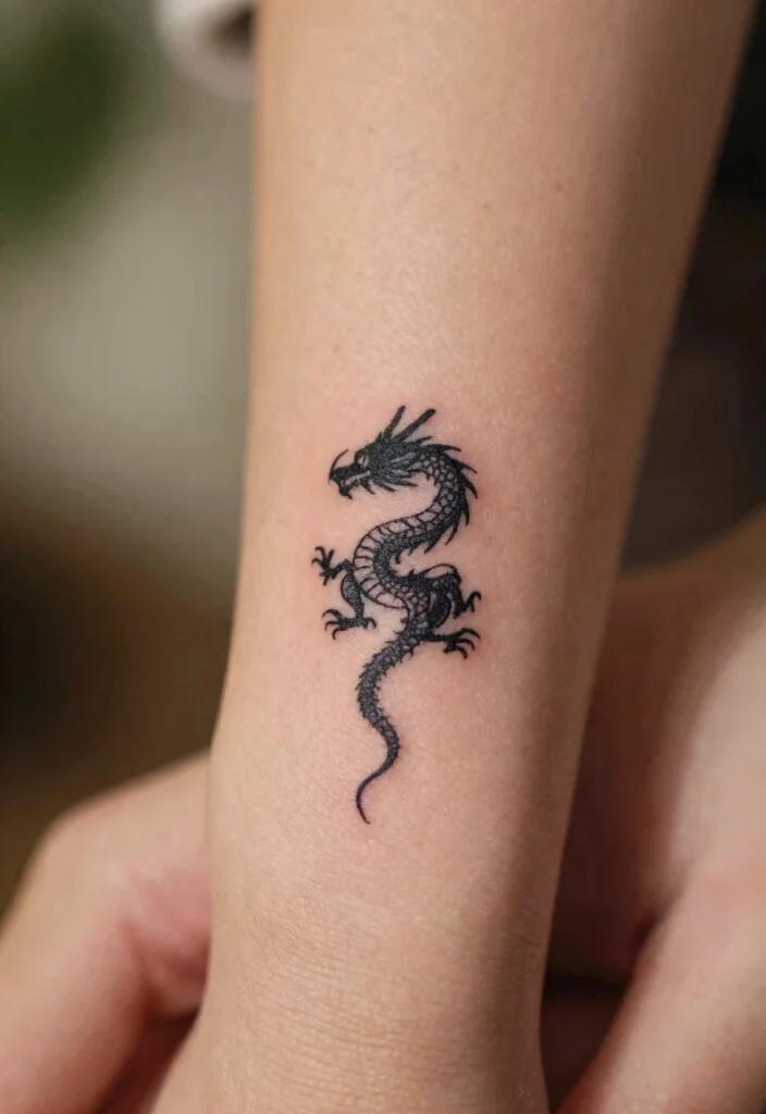 12 Small Dragon Tattoo Ideas for Women: Cute and Powerful 23 12 Small Dragon Tattoo Ideas for Women Cute and Powerful 3. Tiny Dragon Silhouette 0