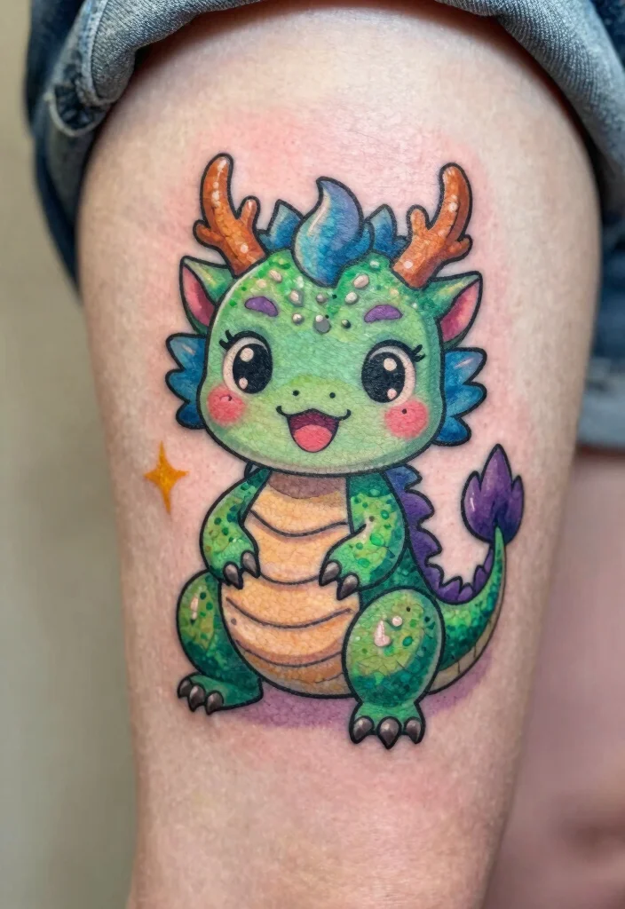 12 Small Dragon Tattoo Ideas for Women: Cute and Powerful 56 12 Small Dragon Tattoo Ideas for Women Cute and Powerful 6. Cute Cartoon Dragon 0