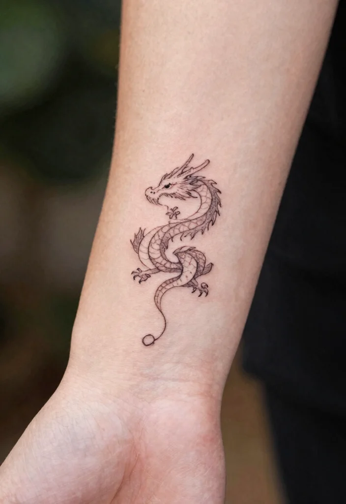 12 Small Dragon Tattoo Ideas for Women: Cute and Powerful 69 12 Small Dragon Tattoo Ideas for Women Cute and Powerful 7. Minimalist Dragon with Symbol 0