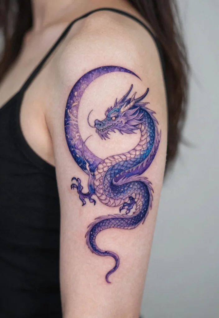 12 Small Dragon Tattoo Ideas for Women: Cute and Powerful 91 12 Small Dragon Tattoo Ideas for Women Cute and Powerful 9. Crescent Moon Dragon 0