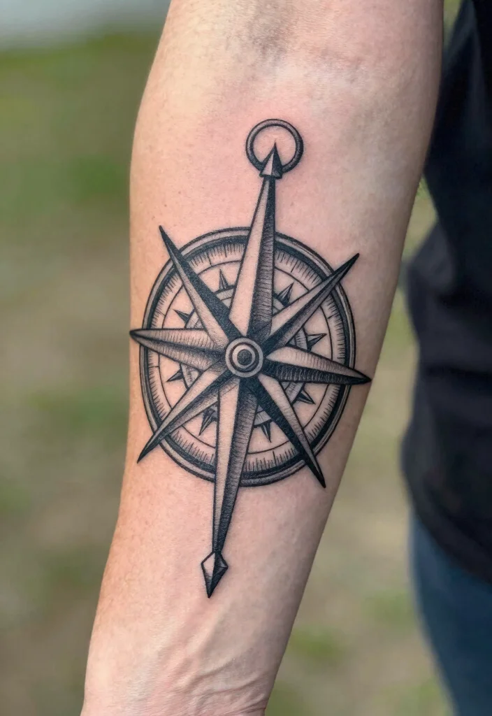 12 Tattoo Ideas Above the Elbow Front of Arm Minimalist Geometric Inspiration 12. Geometric Compasses 0