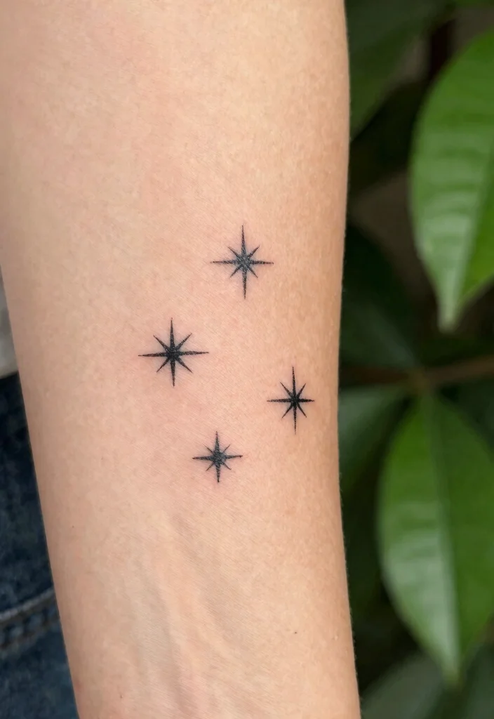 12 Tattoo Ideas Above the Elbow Front of Arm Minimalist Geometric Inspiration 4. Minimalist Stars 0
