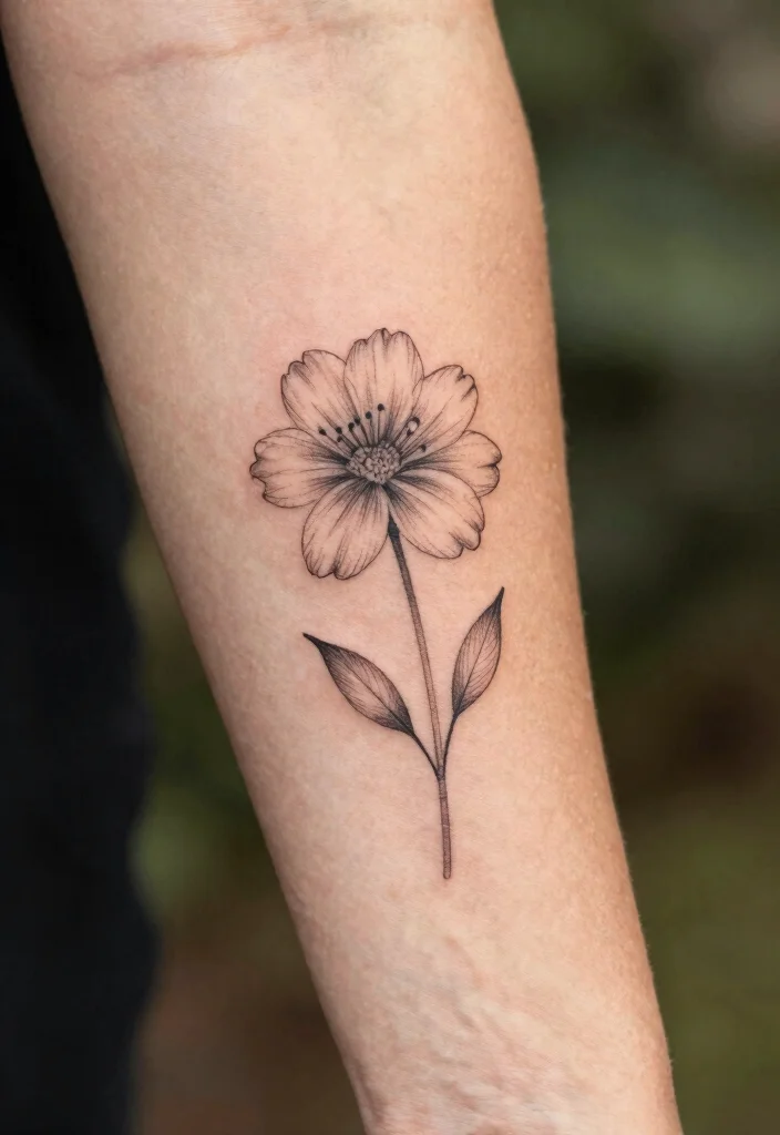 12 Tattoo Ideas Above the Elbow Front of Arm Minimalist Geometric Inspiration 7. Minimalist Flowers 0