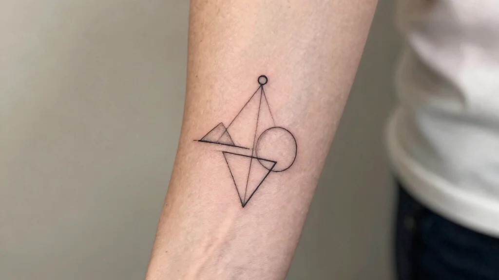 12 Tattoo Ideas Above the Elbow Front of Arm: Minimalist Geometric Inspiration