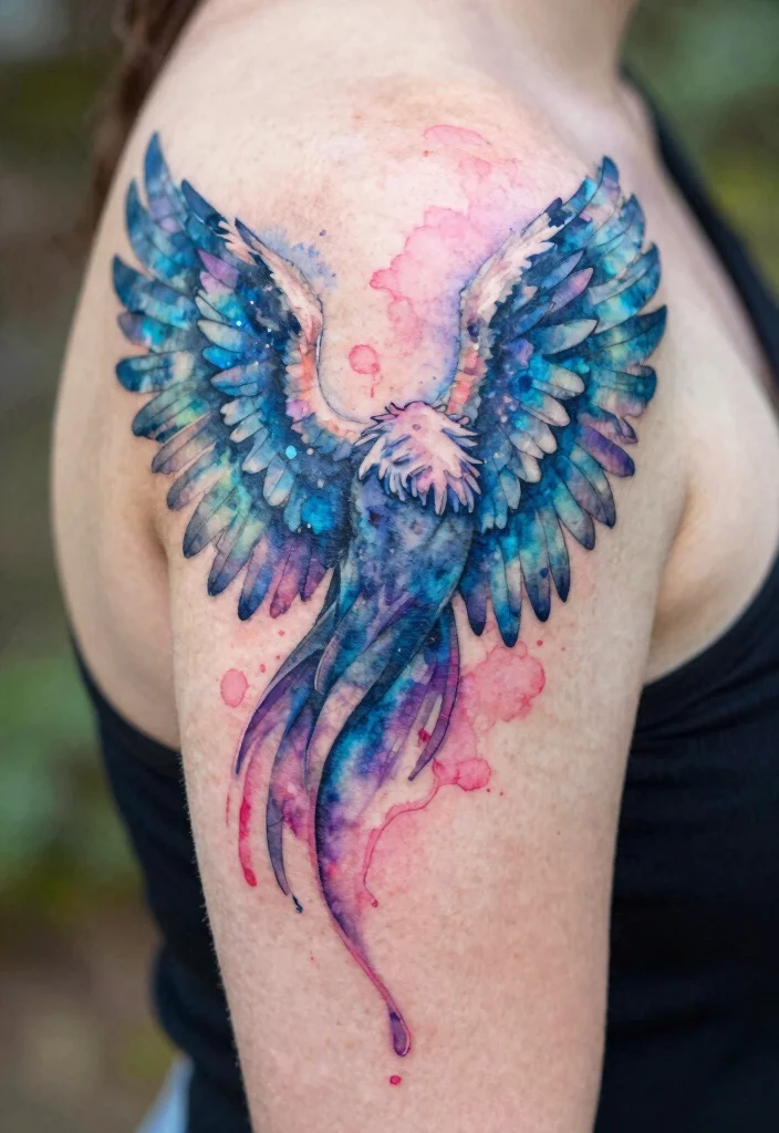 14 Angel Wings Tattoo Ideas on the Back Powerful and Symbolic 3. Watercolor Angel Wings 0