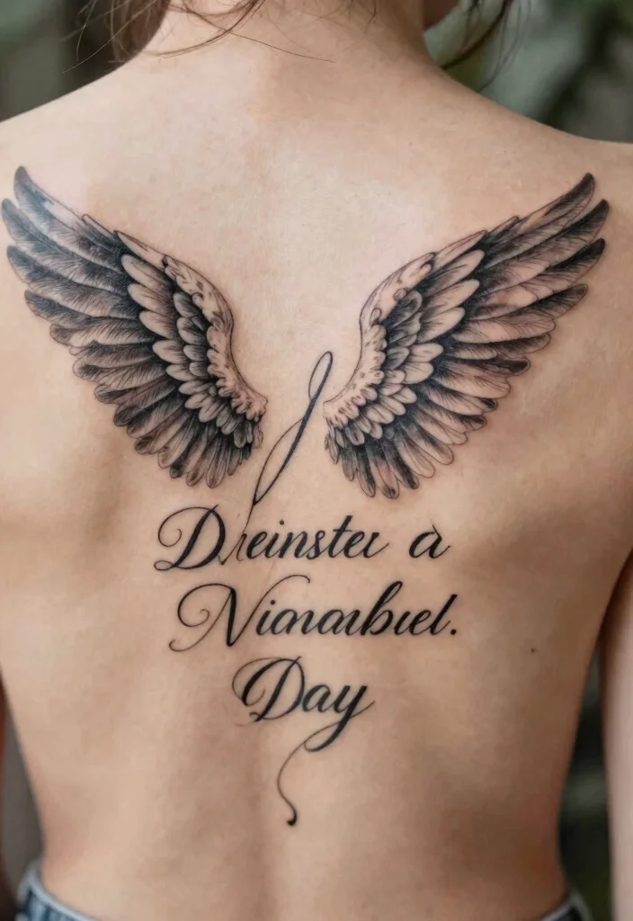 14 Angel Wings Tattoo Ideas on the Back Powerful and Symbolic 8. Angel Wings with Quotes 0