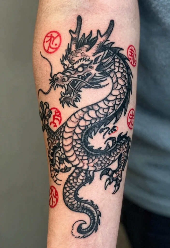 14 Black and Red Dragon Tattoo Ideas Bold and Striking 148 14 Black and Red Dragon Tattoo Ideas Bold and Striking 14. Dragon with Zodiac Elements 0