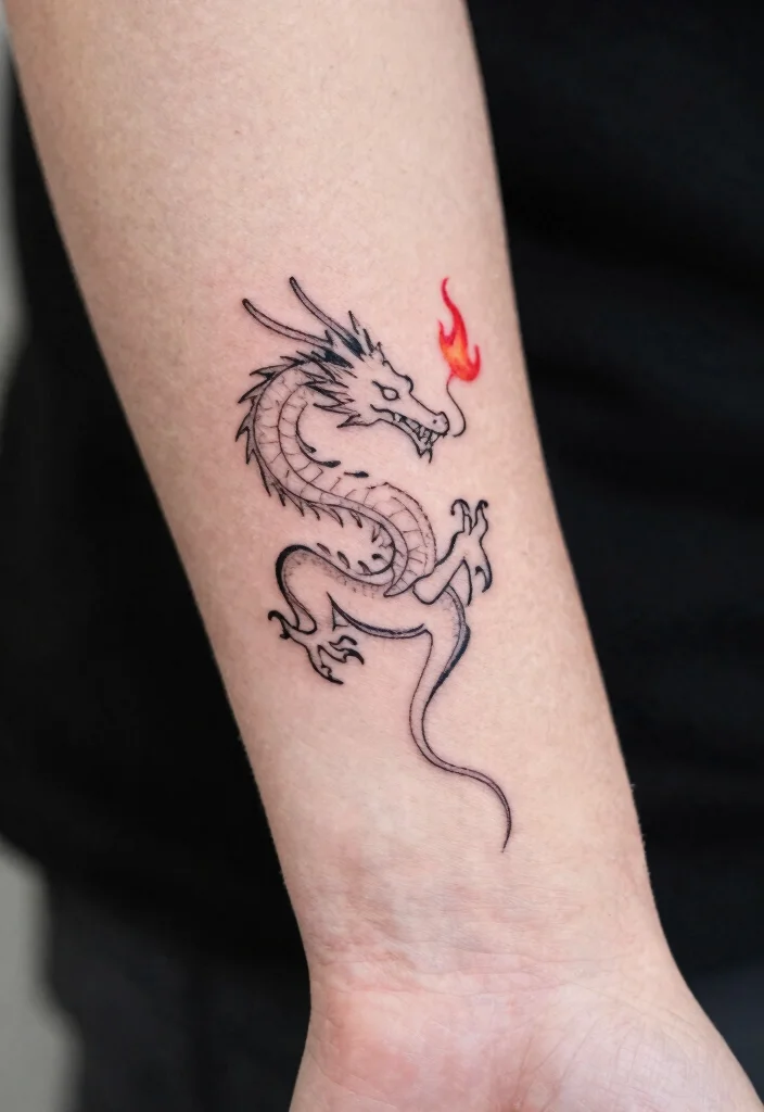 14 Black and Red Dragon Tattoo Ideas Bold and Striking 12 14 Black and Red Dragon Tattoo Ideas Bold and Striking 2. Minimalist Dragon Outline 0