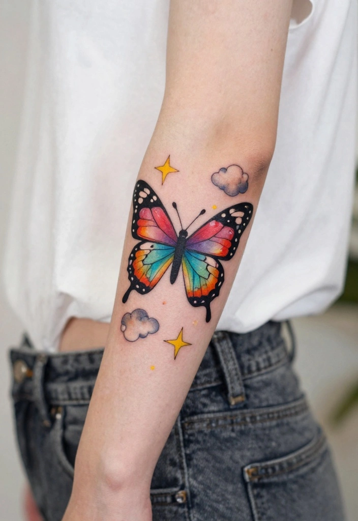 14 Butterfly Forearm Tattoo Ideas for Women: Elegant and Flowing 80 14 Butterfly Forearm Tattoo Ideas for Women Elegant and Flowing 8. Whimsical Butterfly 0