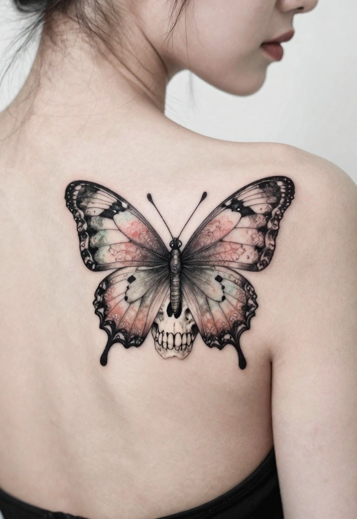14 Butterfly Skull Tattoo Ideas for Women: Dark and Feminine 56 14 Butterfly Skull Tattoo Ideas for Women Dark and Feminine 6. Vintage Inspired Butterfly Skull 0