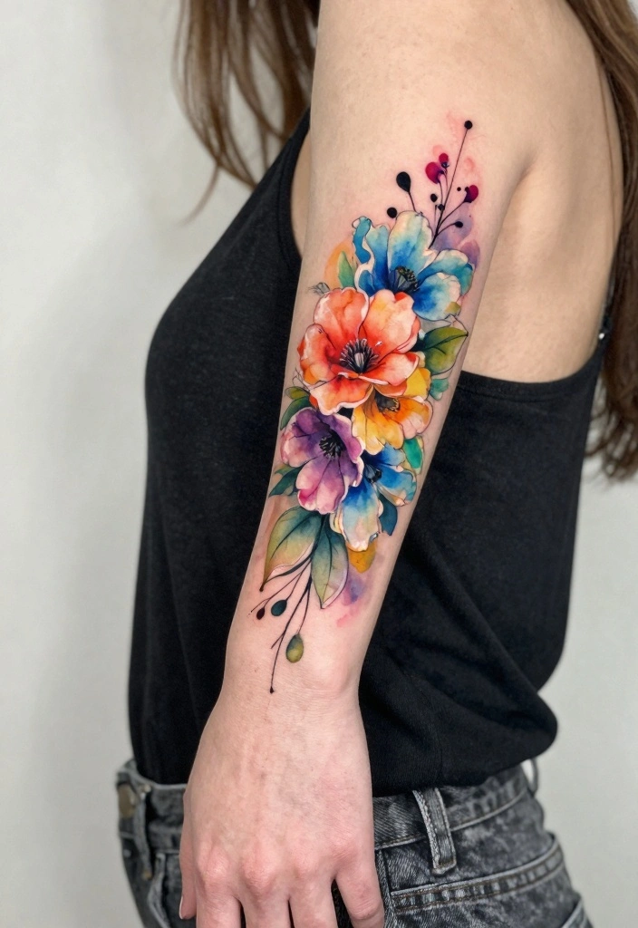 14 Creative Wrist Tattoo Cover Up Ideas for Women 45 14 Creative Wrist Tattoo Cover Up Ideas for Women 5. Artistic Watercolor Blooms 0