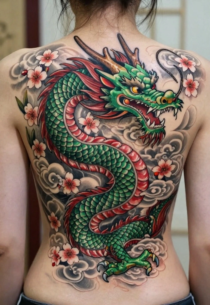 14 Dragon Back Tattoo Ideas for Women Powerful and Elegant 1. Majestic Eastern Dragon 0