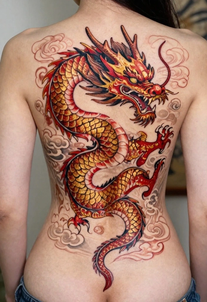 14 Dragon Back Tattoo Ideas for Women Powerful and Elegant 4. Chinese Zodiac Dragon 0