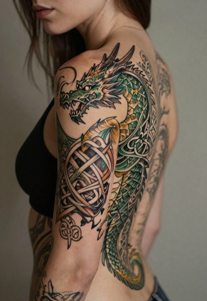 14 Dragon Back Tattoo Ideas for Women Powerful and Elegant 6. Celtic Dragon Designs 0