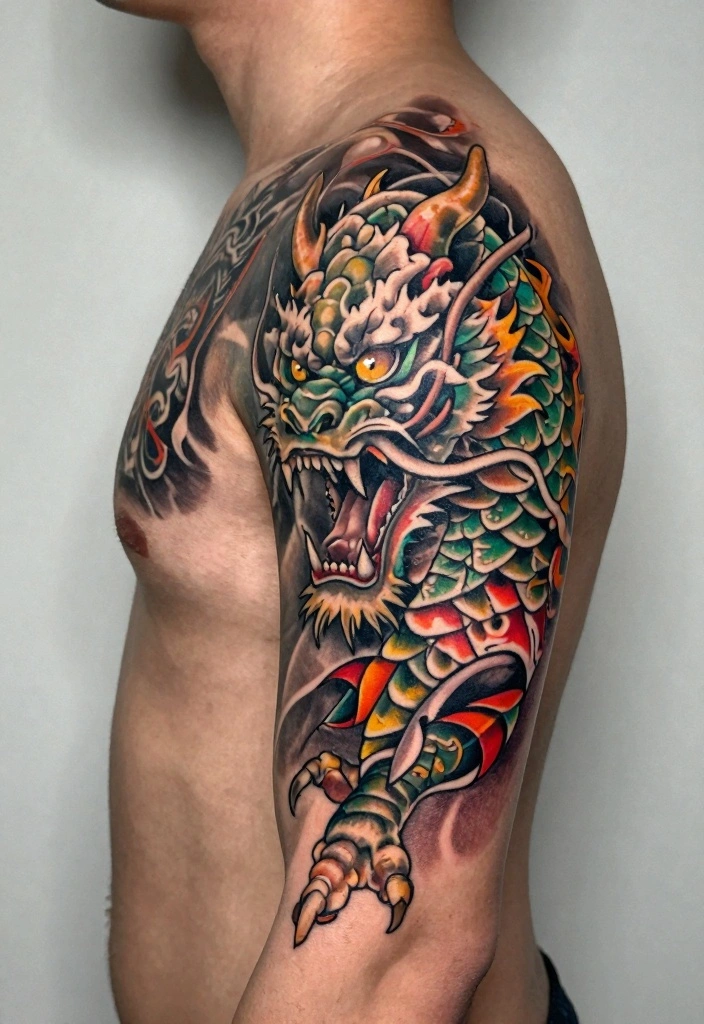 14 Dragon Leg Tattoo Ideas for Men: Powerful and Detailed 1 14 Dragon Leg Tattoo Ideas for Men Powerful and Detailed 1. The Fierce Guardian 0