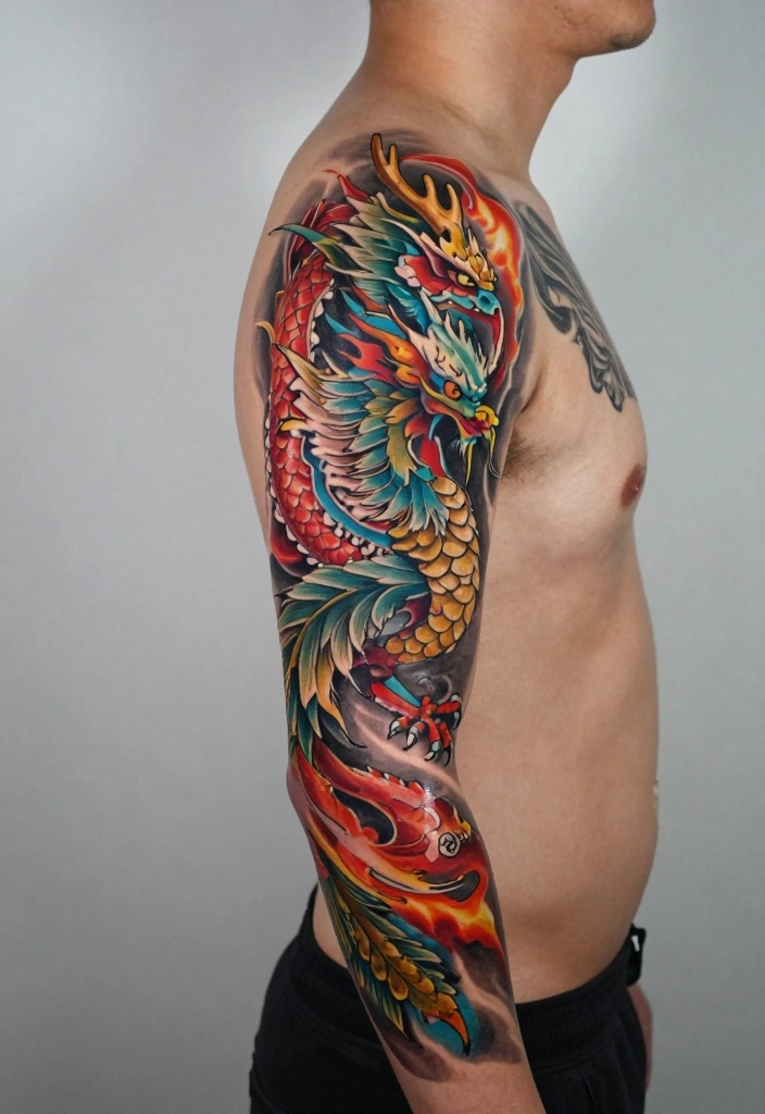 14 Dragon Leg Tattoo Ideas for Men: Powerful and Detailed 23 14 Dragon Leg Tattoo Ideas for Men Powerful and Detailed 3. Dragon and Phoenix 0