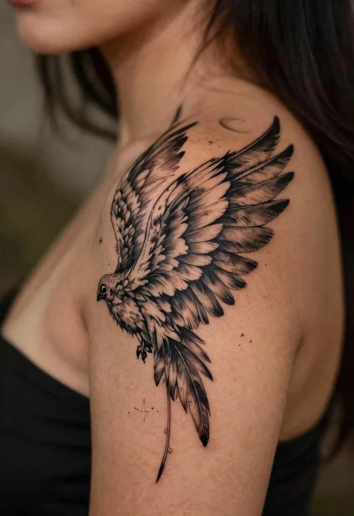 14 Fallen Angel Tattoo Ideas for Women: Dark Feminine and Deep 1 14 Fallen Angel Tattoo Ideas for Women Dark Feminine and Deep 1. Elegant Winged Embrace 0