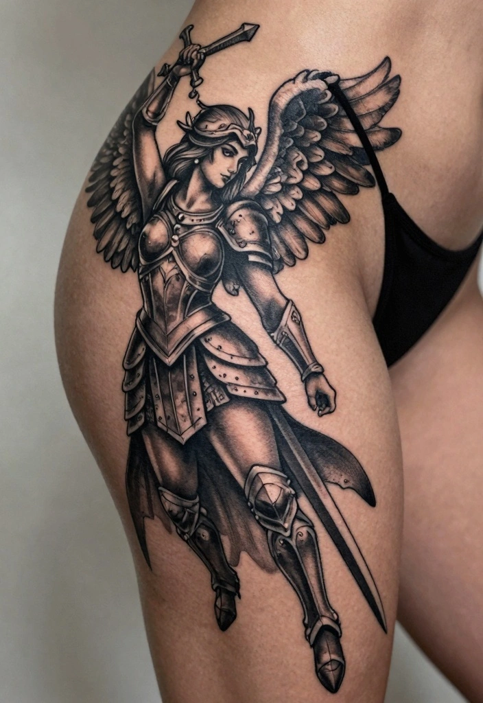14 Fallen Angel Tattoo Ideas for Women: Dark Feminine and Deep 102 14 Fallen Angel Tattoo Ideas for Women Dark Feminine and Deep 10. Warrior Angel 0