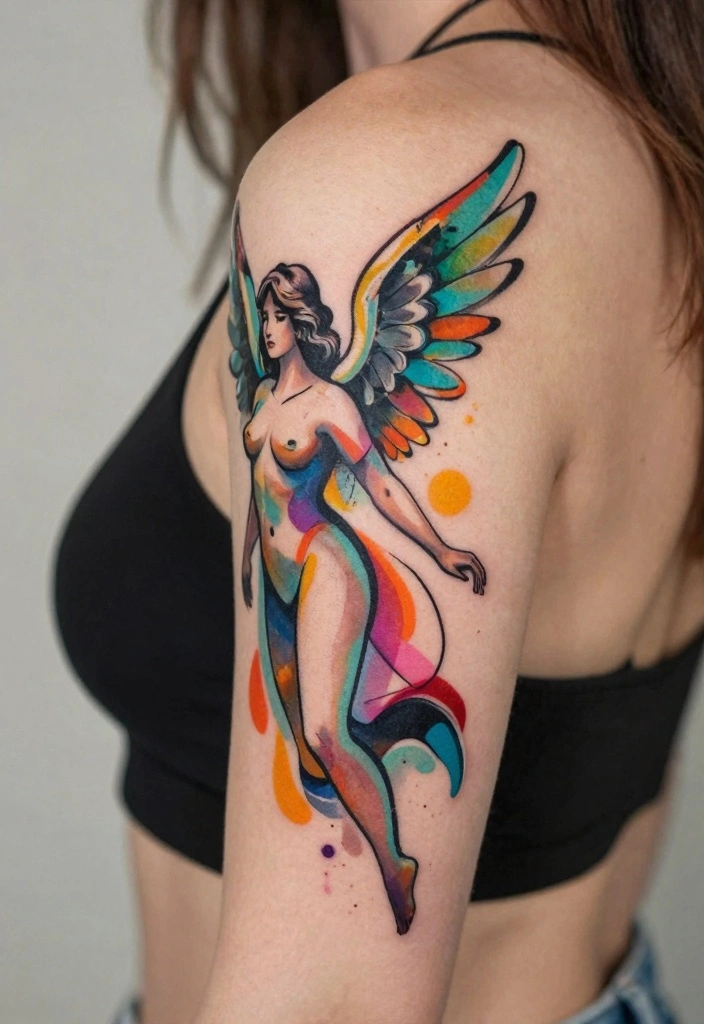 14 Fallen Angel Tattoo Ideas for Women: Dark Feminine and Deep 126 14 Fallen Angel Tattoo Ideas for Women Dark Feminine and Deep 12. Abstract Fallen Angel 0