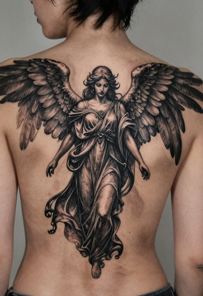 14 Fallen Angel Tattoo Ideas for Women: Dark Feminine and Deep 45 14 Fallen Angel Tattoo Ideas for Women Dark Feminine and Deep 5. Angel of Death 0