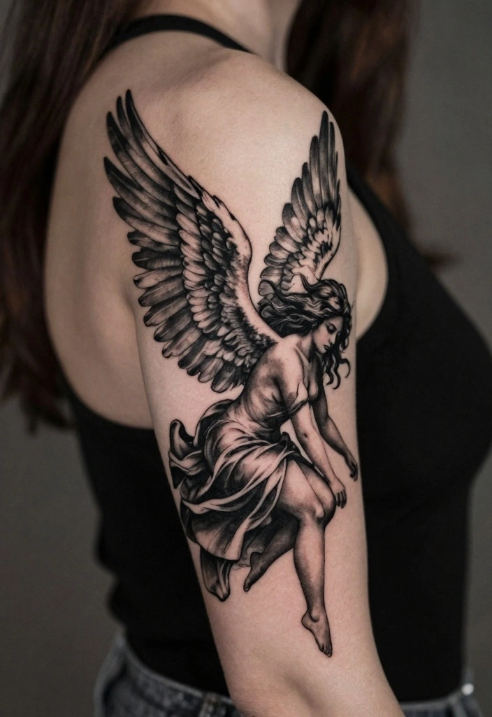 14 Fallen Angel Tattoo Ideas for Women: Dark Feminine and Deep 80 14 Fallen Angel Tattoo Ideas for Women Dark Feminine and Deep 8. Fallen Angel in Flight 0